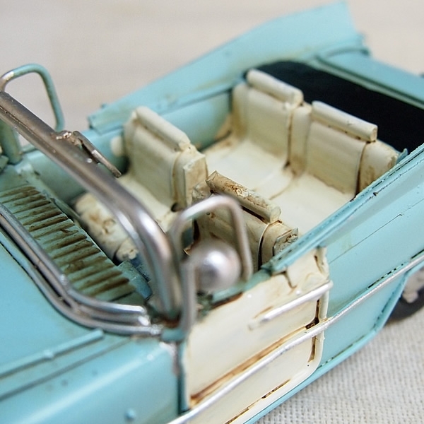 ブリキの車 クラシックオープンカー(旧車)／ライトブルー(Sサイズ