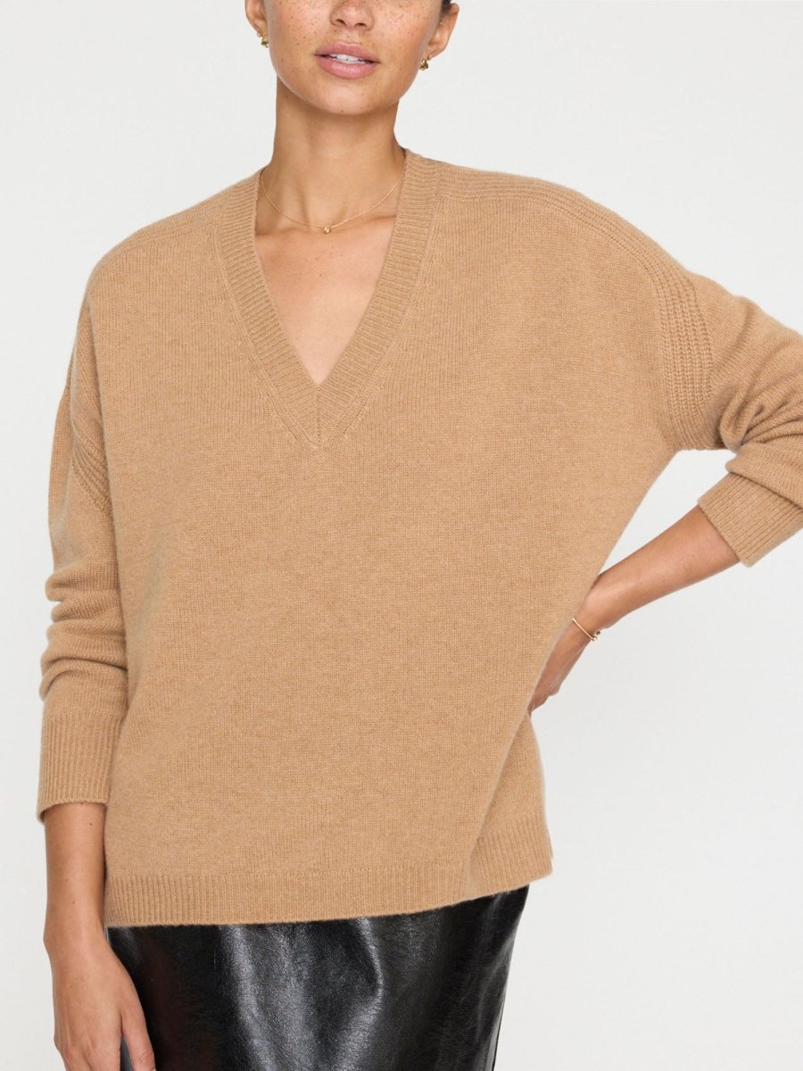 Women's James Vee Sweater in Camel Mélange | Brochu Walker