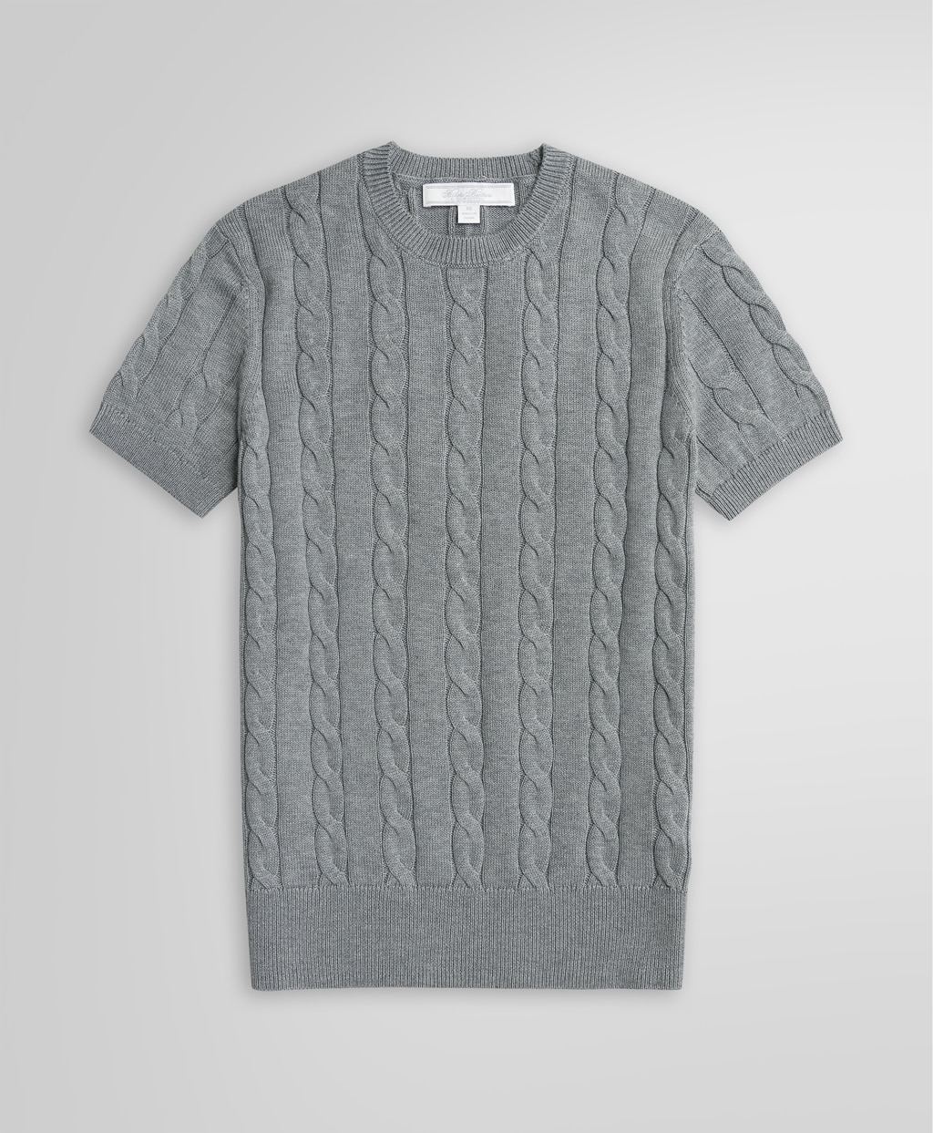 スーピマコットン ケーブル クルーネック ショートスリーブセーター