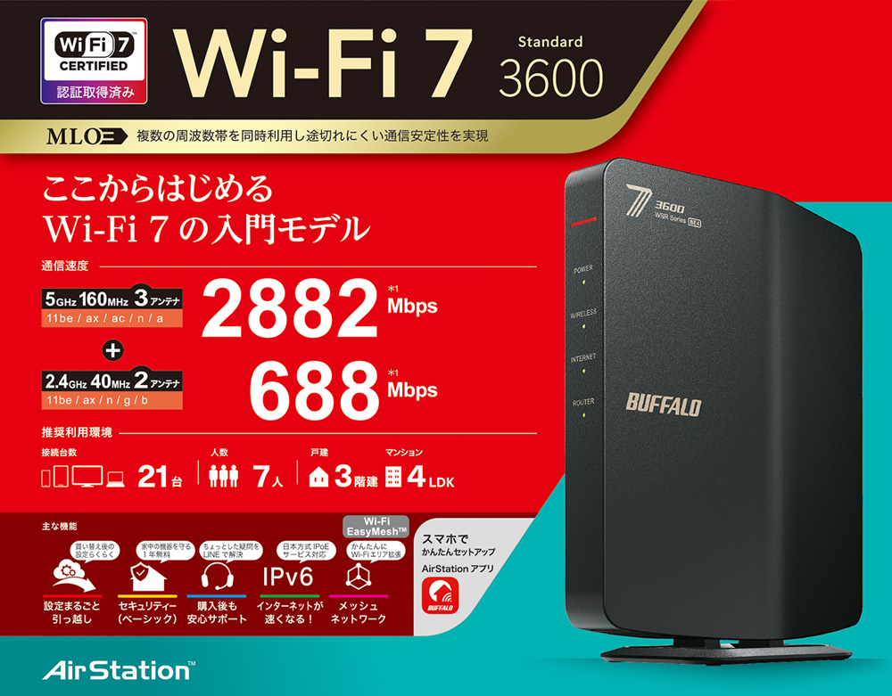 2台セット新品 BUFFALO Wi-Fi7対応ルーター WXR9300BE6P バッファロー