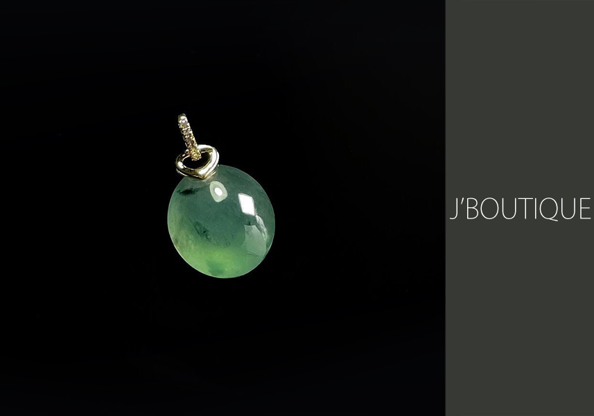 ミャンマー産天然無処理翡翠 ジュエリー ペンダント 墨翠 K18 ホワイト