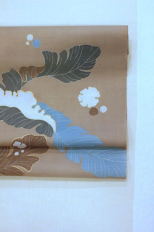 手描き友禅九寸名古屋帯/紗紬地 アトリエ品川