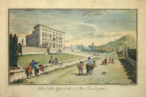 View, Italy, Florence, Giuseppe Zocchi, Tuscan Villas, Antique