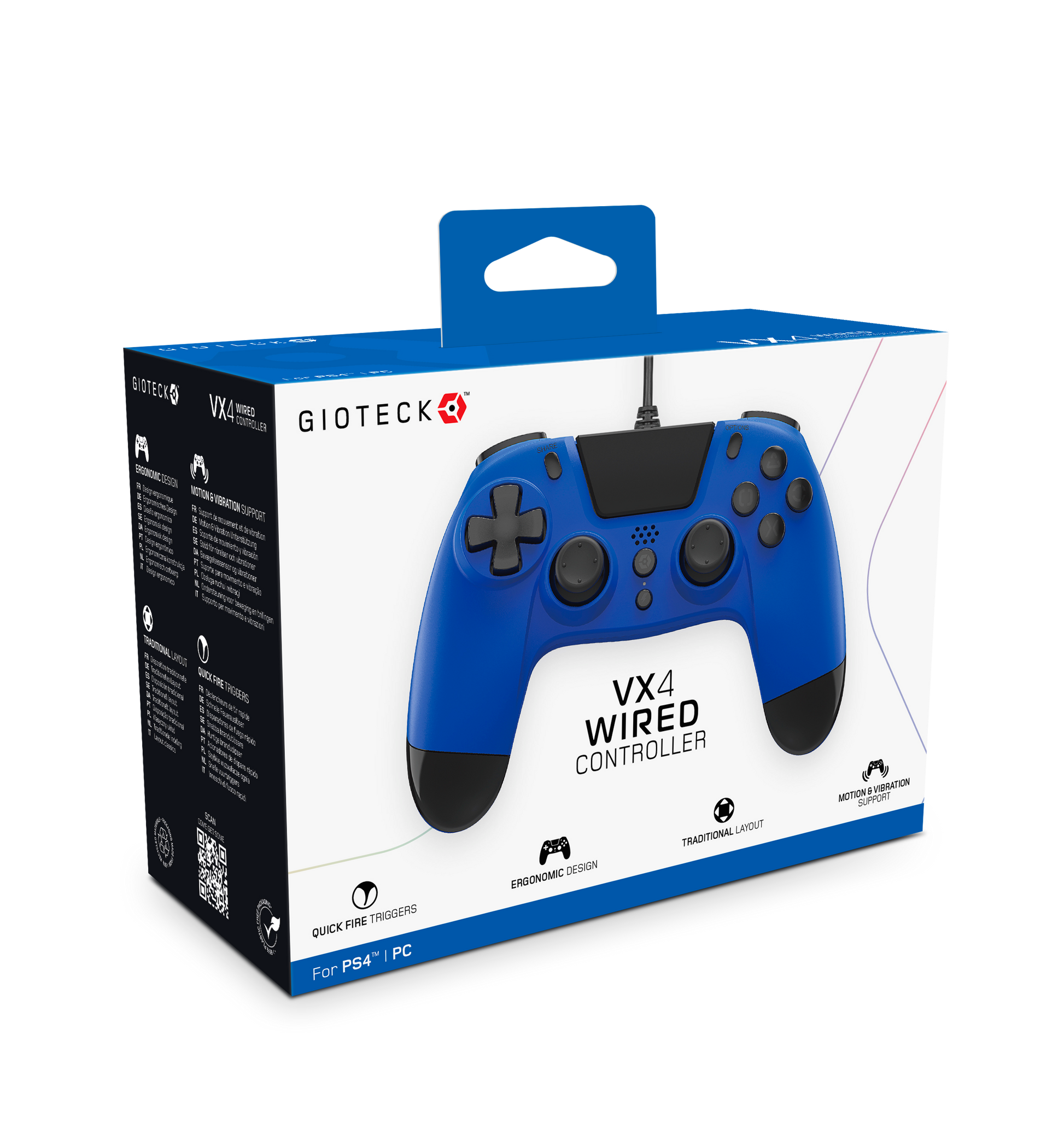 Gioteck VX4 Wired Controller PS4 PC Blue