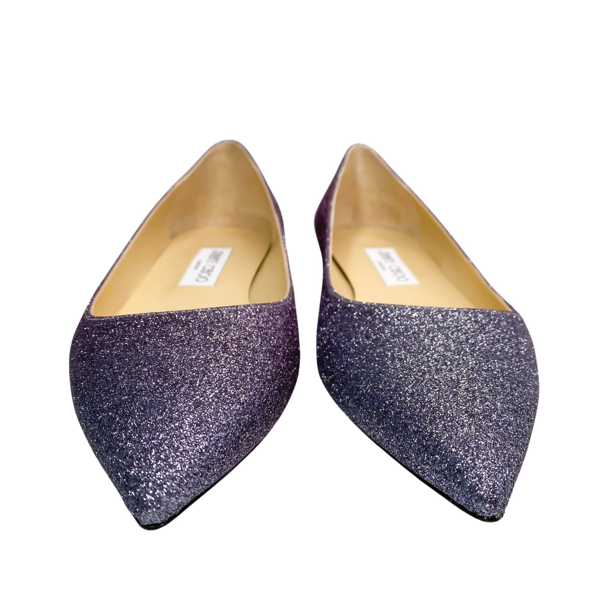 Jimmy Choo Alina Flats Plum Gunmetal Degradé | Glamorizta
