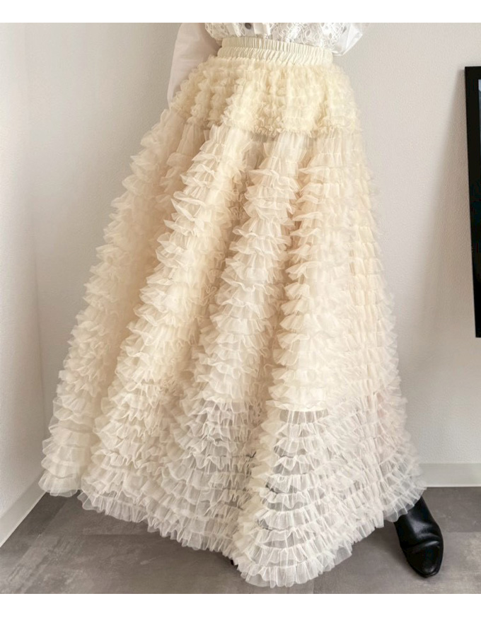 フリルチュールスカート【7g-831-05607】