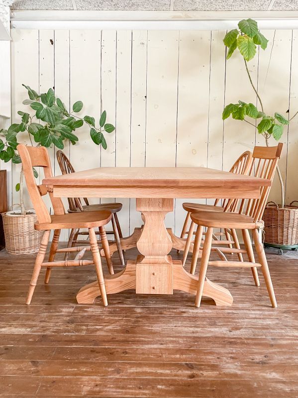 海外インテリア高級ダイニングテーブルW2000オーク無垢材@大阪東京名古屋