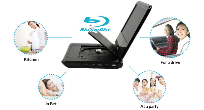 10-inch Portable Blu-ray Player w/ Full-SEG TV GH-PBD10DT-BK