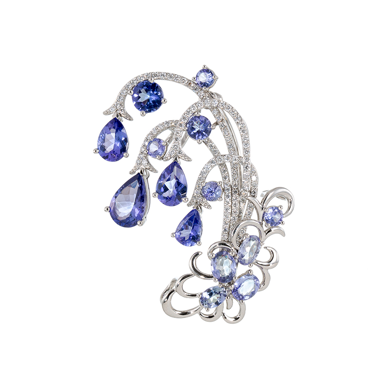 GSTV PT950 タンザナイト ダイヤ 命の泉 ブローチ TA 約4.50ct D 約0.55ct