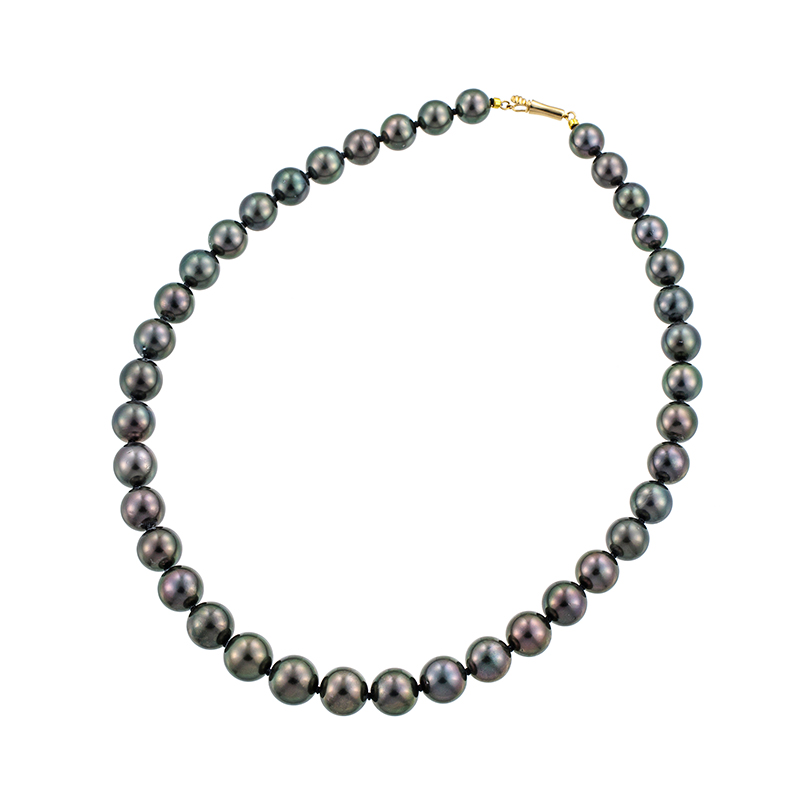 GSTV K18YG 黒蝶真珠 ネックレス P 約8.0-11.0mm 約42cm
