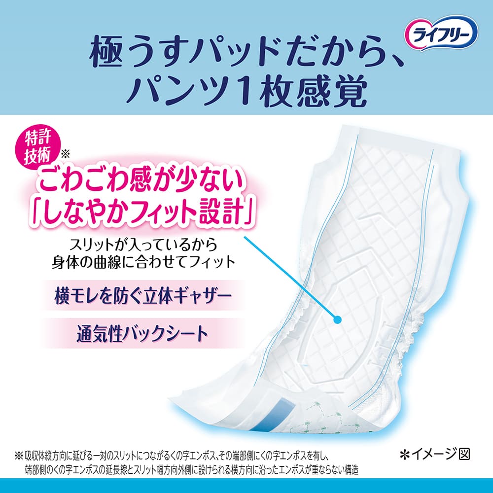 ライフリーズレずに安心紙パンツ用パッド極うすパッド2回吸収 68枚×3袋