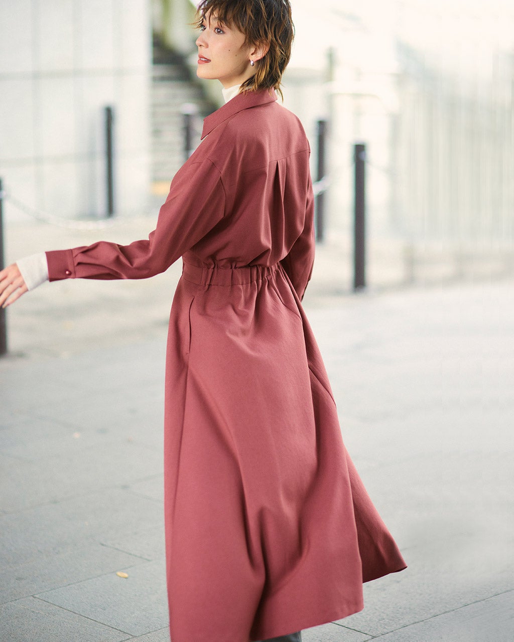 サキソニー風・カシュクールシャツワンピース/DoCLASSE