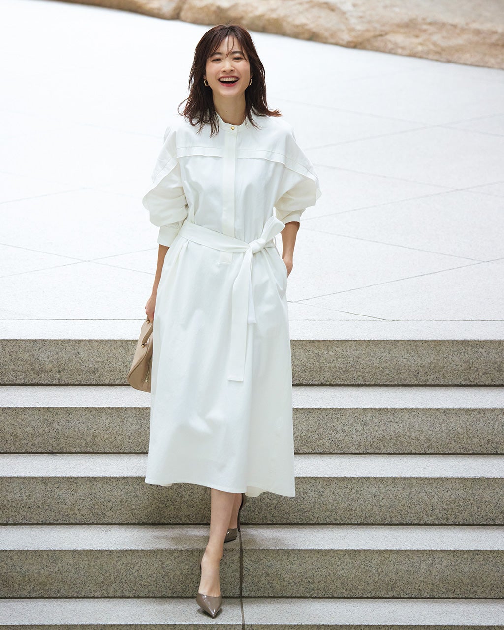 ハイツイストチノ・切替シャツワンピース/DoCLASSE