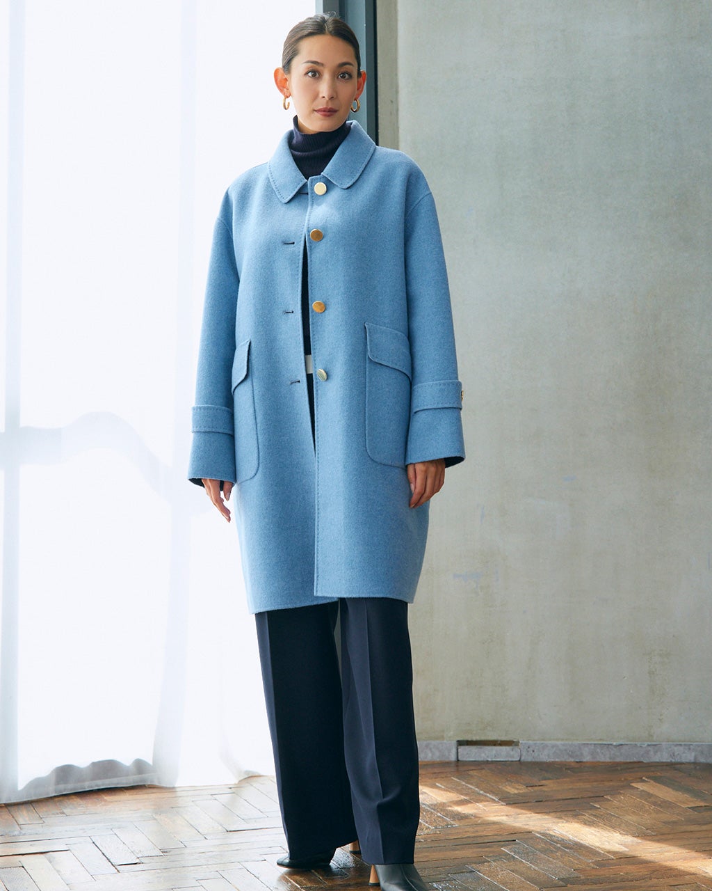 カシミヤ混ウールリバー・2WAYミドルコート/DoCLASSE