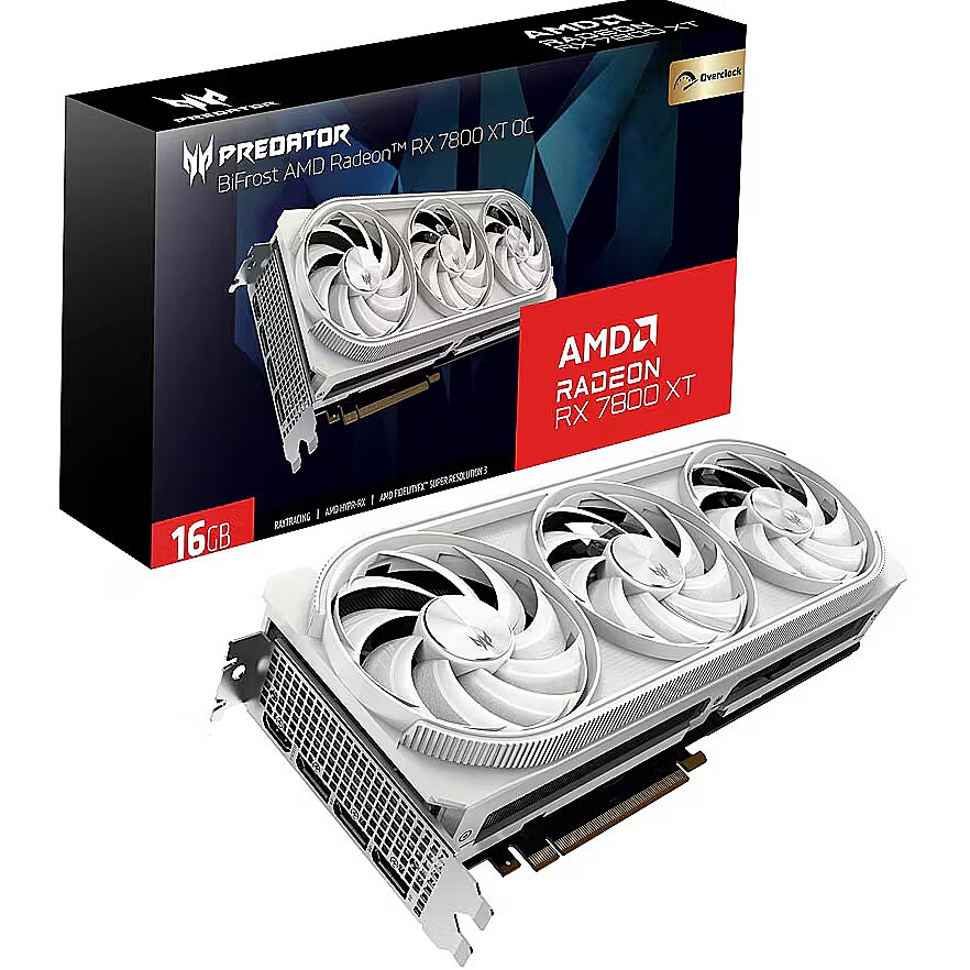 Acer Radeon RX 7800 XT, 16GB GDDR6, Predator BiFrost OC White (DP