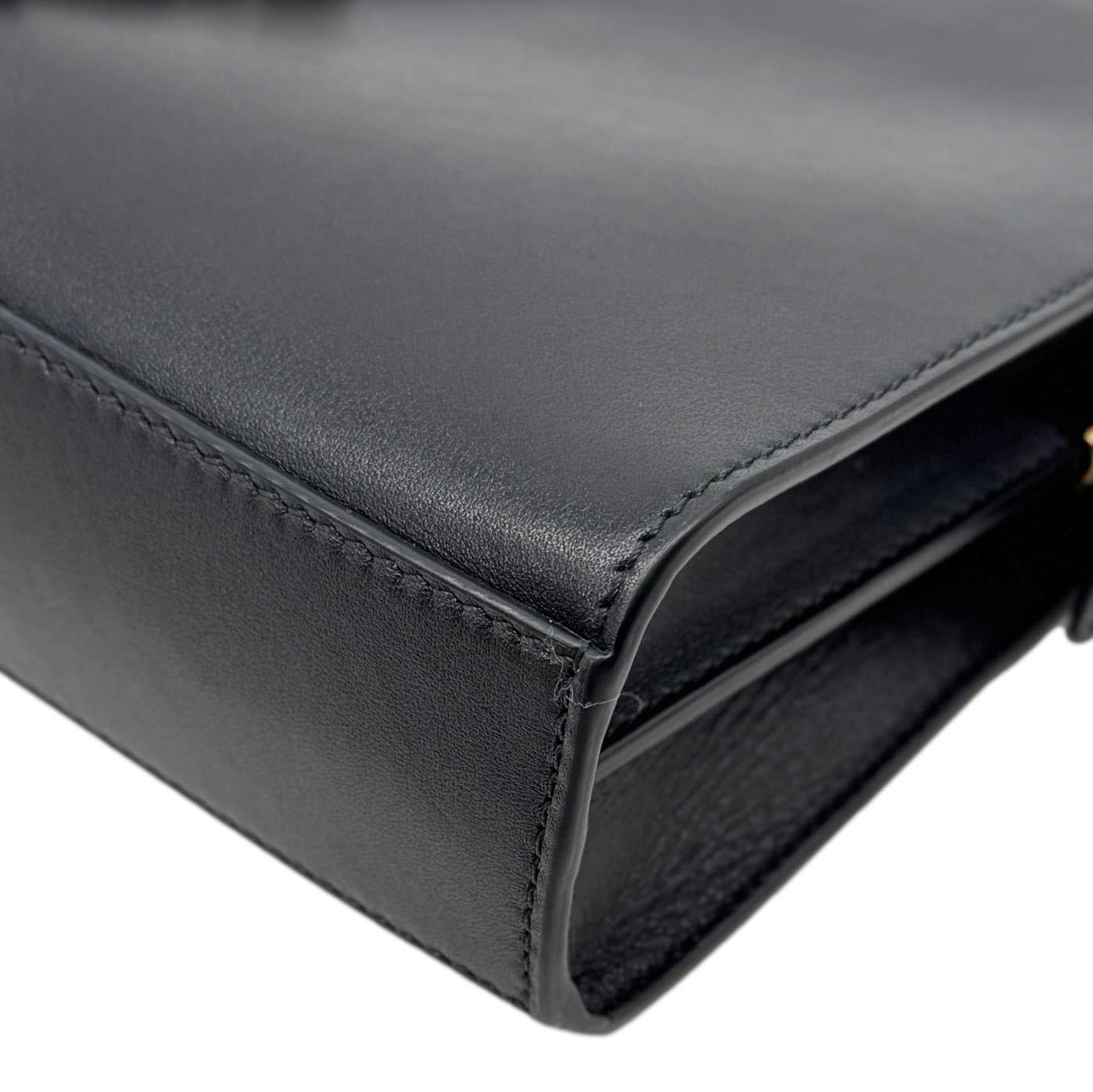 VERSACE Virtus Zip Small Leather Chain Shoulder Bag Black