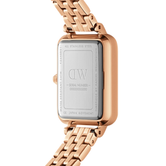 Quadro Bezel white dial watch - with rose gold strap | DW