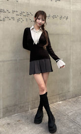 シャツドッキングプリーツミニワンピース – Darich (ダーリッチ)