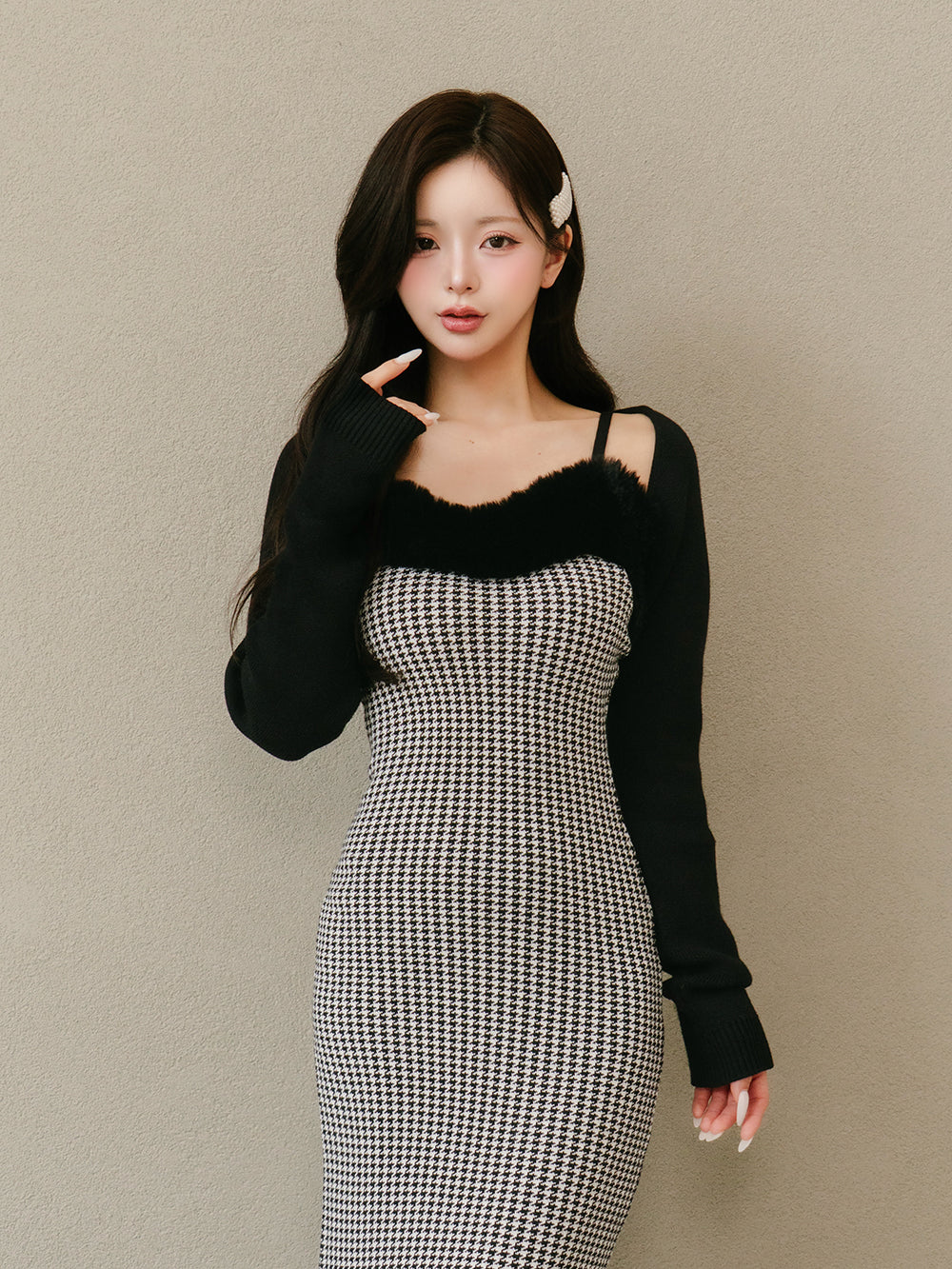 アンサンブルチェックニットロングワンピース – Darich (ダーリッチ)