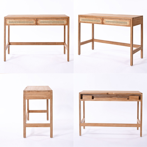 ラタン×チーク無垢材 コンソールデスクT488XP T488XP サンフラワー