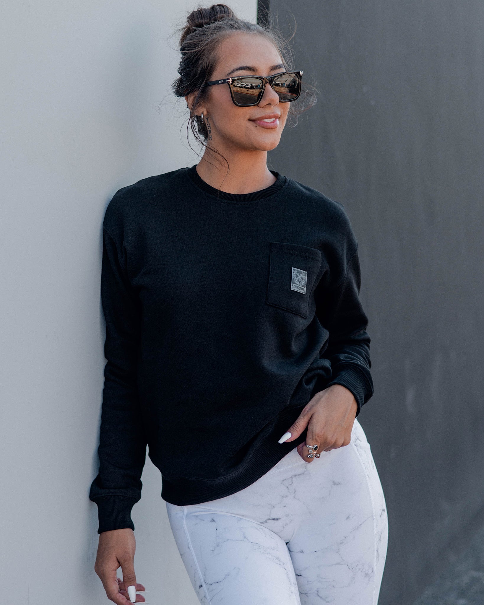 Dixxon Women's Black Pocket Crewneck Sweatshirt: Shop Now & Stay Cozy