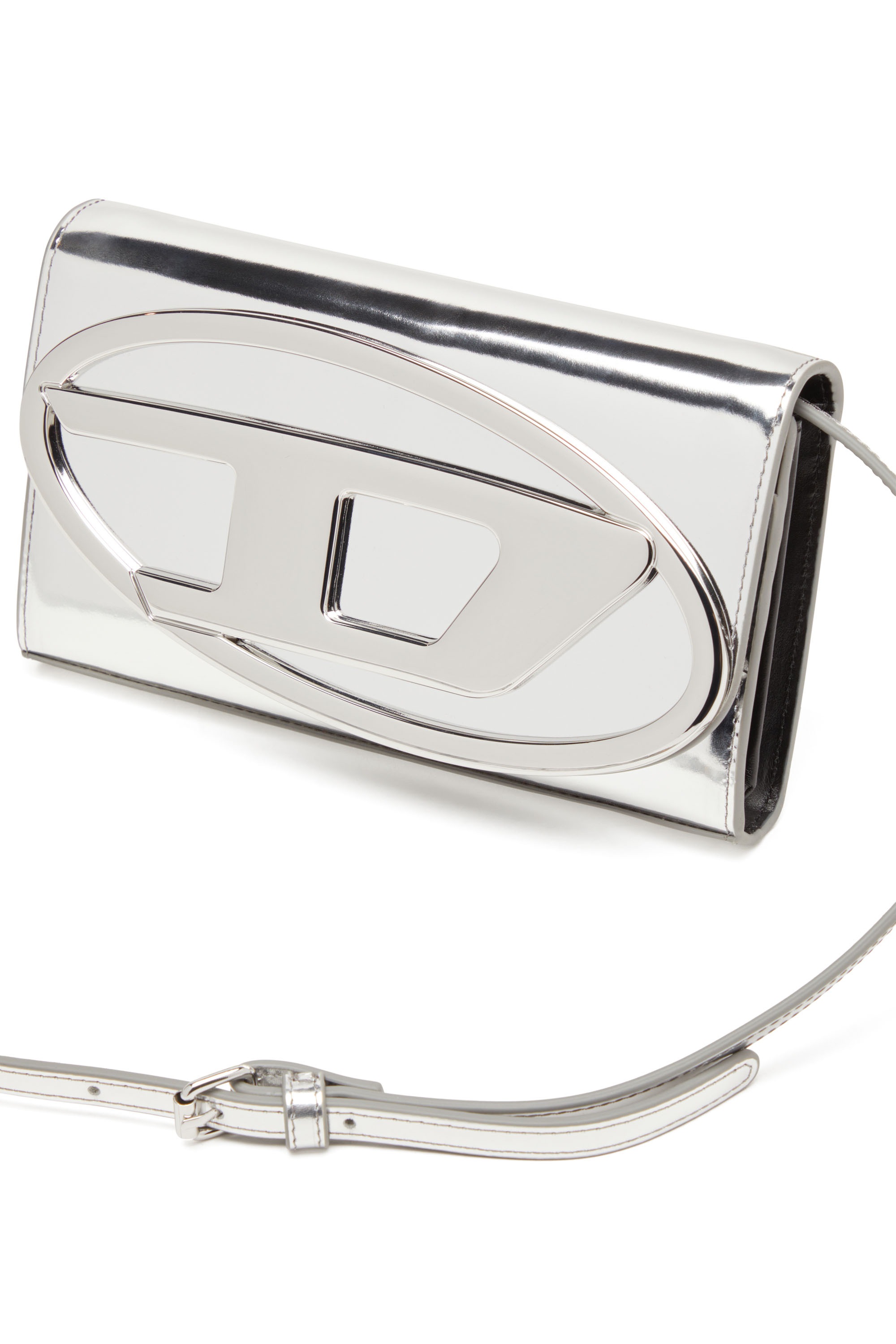 1DR WALLET STRAP Wallet bag in mirrored leather｜シルバー