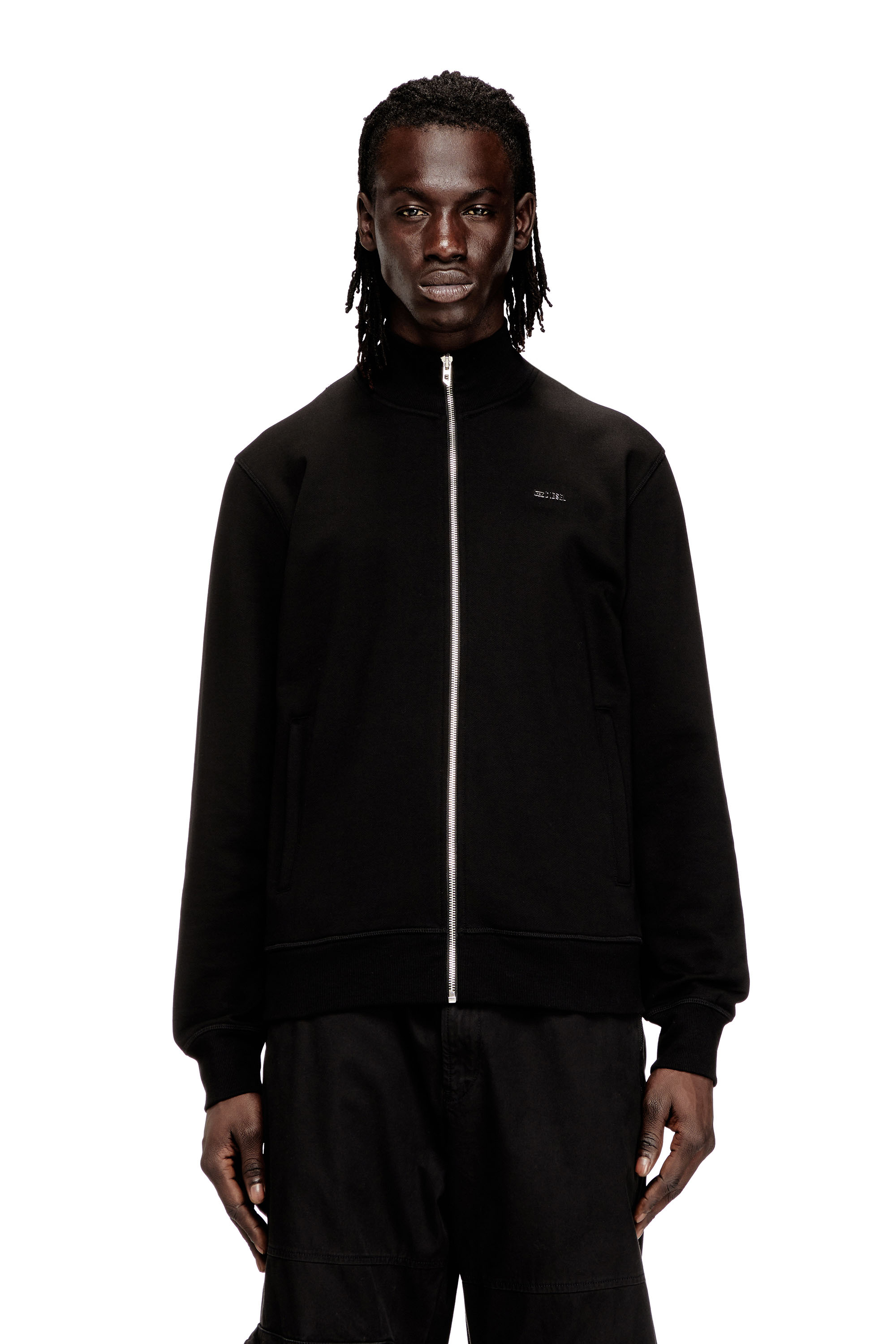 S-GINNI-ZIP-OD スウェットジップアップ｜ブラック｜メンズ｜DIESEL