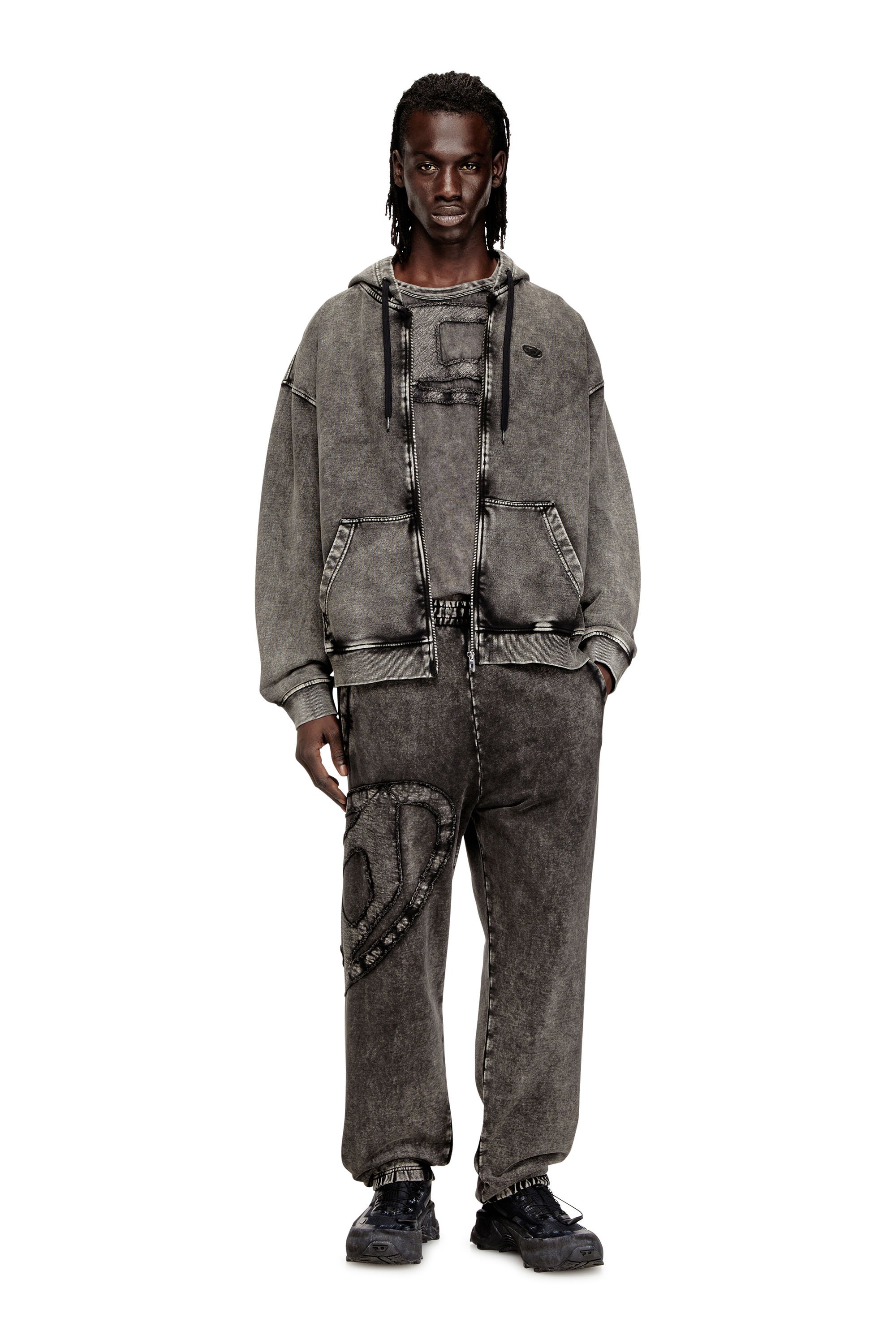 S-BOXT-HOOD-ZIP-DEN ジップアップパーカー｜グレー｜メンズ｜DIESEL