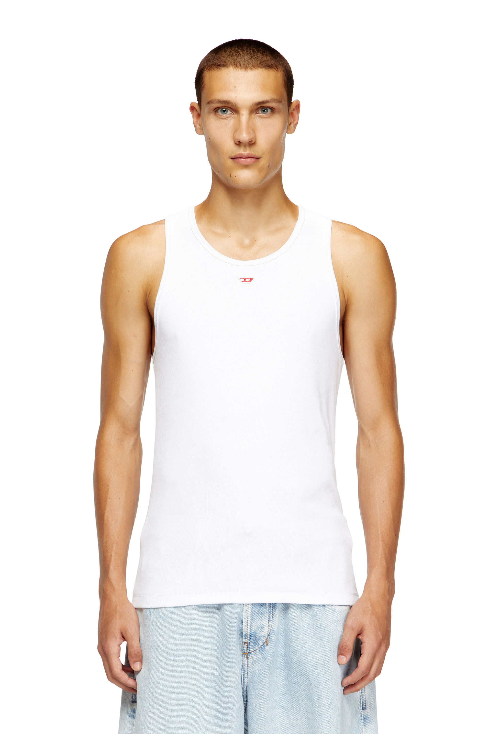 T-LIFTY-D Tank top with mini D logo patch｜ホワイト｜メンズ｜DIESEL
