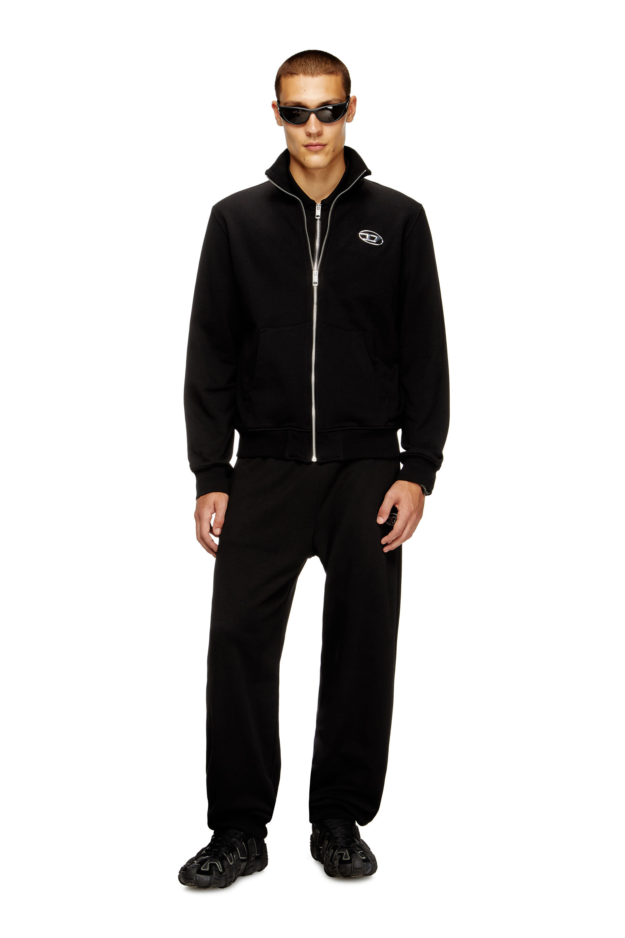 S-GINNI-ZIP-OD スウェットジップアップ｜ブラック｜メンズ｜DIESEL