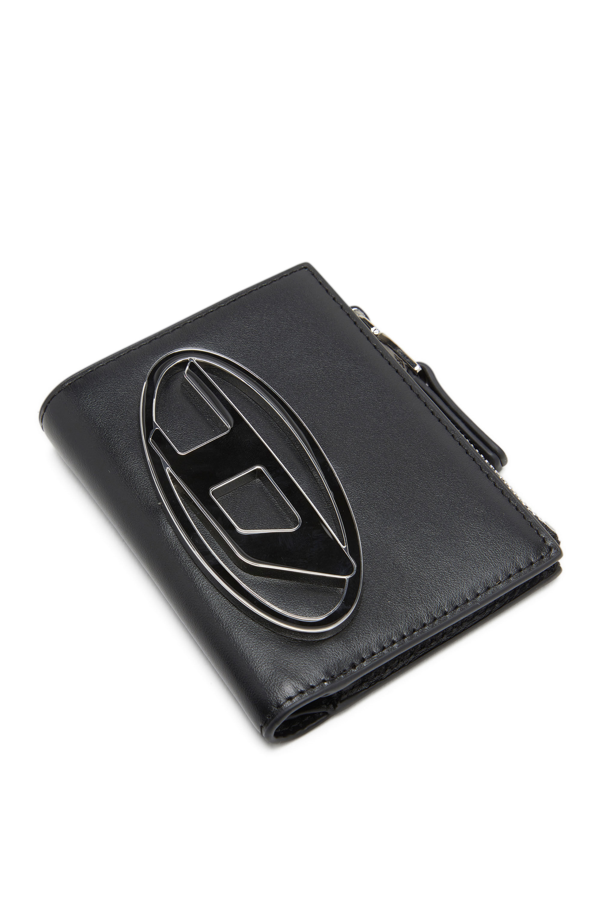 1DR BI-FOLD ZIP II Small leather wallet with logo plaque｜ブラック