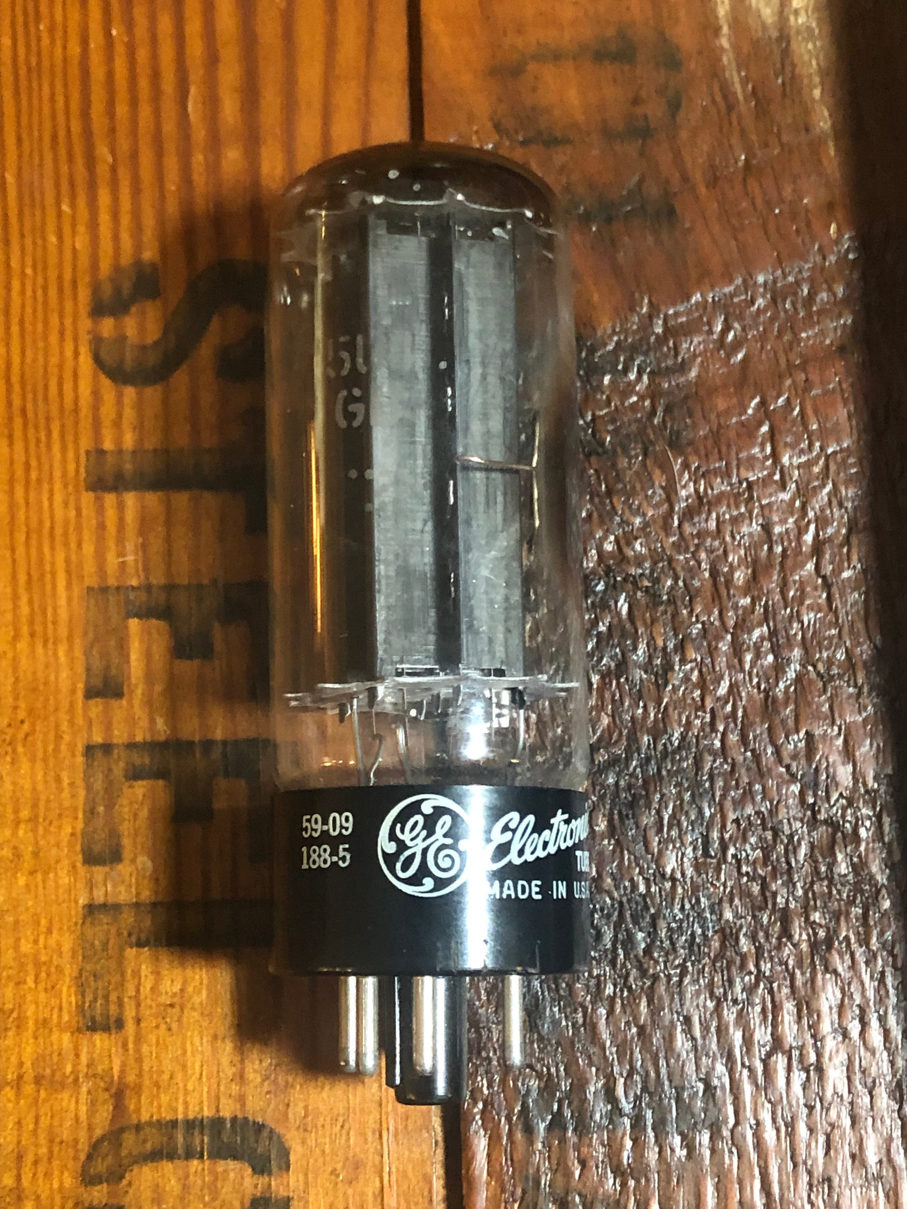 Vintage 1959 GE 5U4GB Rectifier Tube Black Plates Valve General