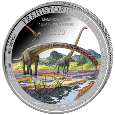 Buy 1 oz Silver Coin - Prehistoric Life - Mamenchisaurus - Color