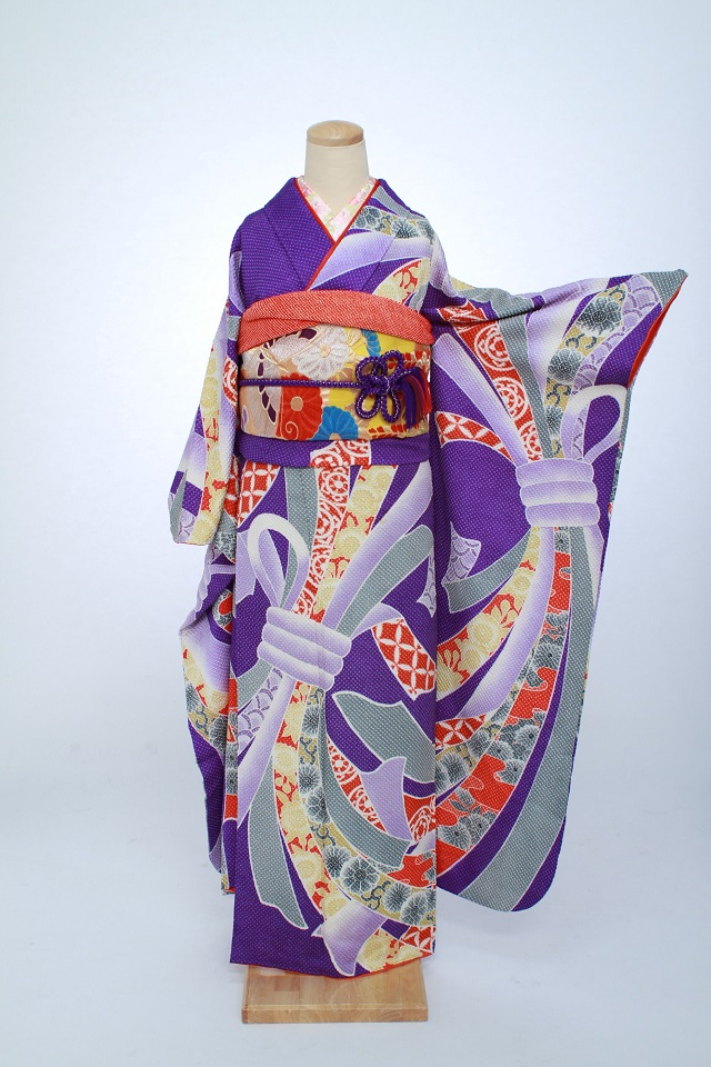 桜】振袖・紫 束ね熨斗 No.F28 / 縁 -enishi-