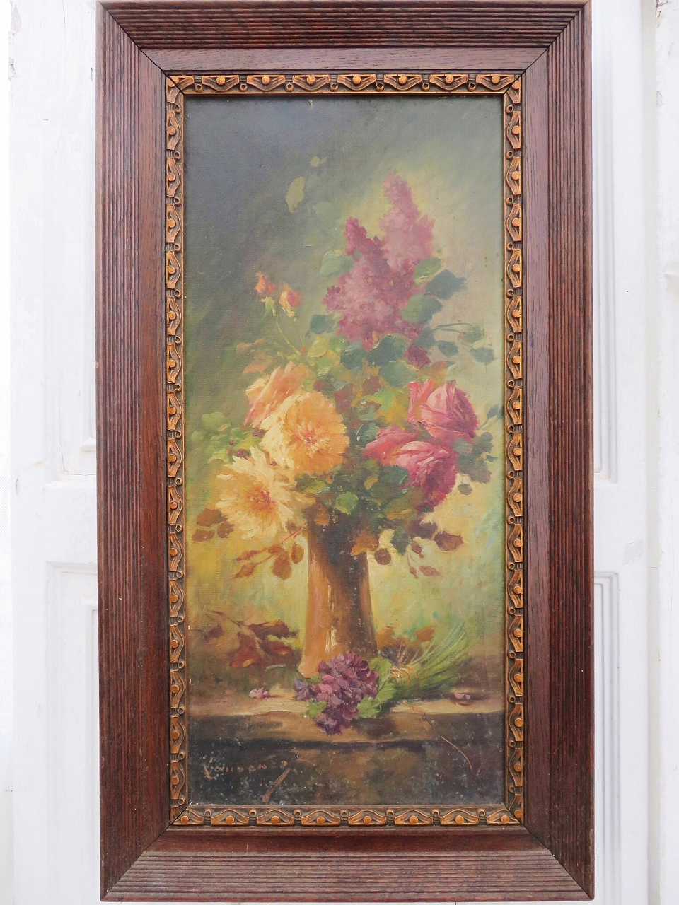 静物画油絵『花のある暮らし』 - 薔薇と天使のアンティーク