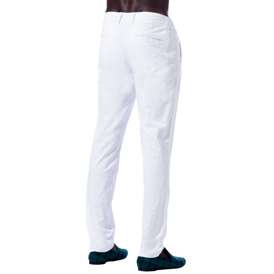 Super Comfy Men's Pants - White Chinos with Elastic Drawstring
