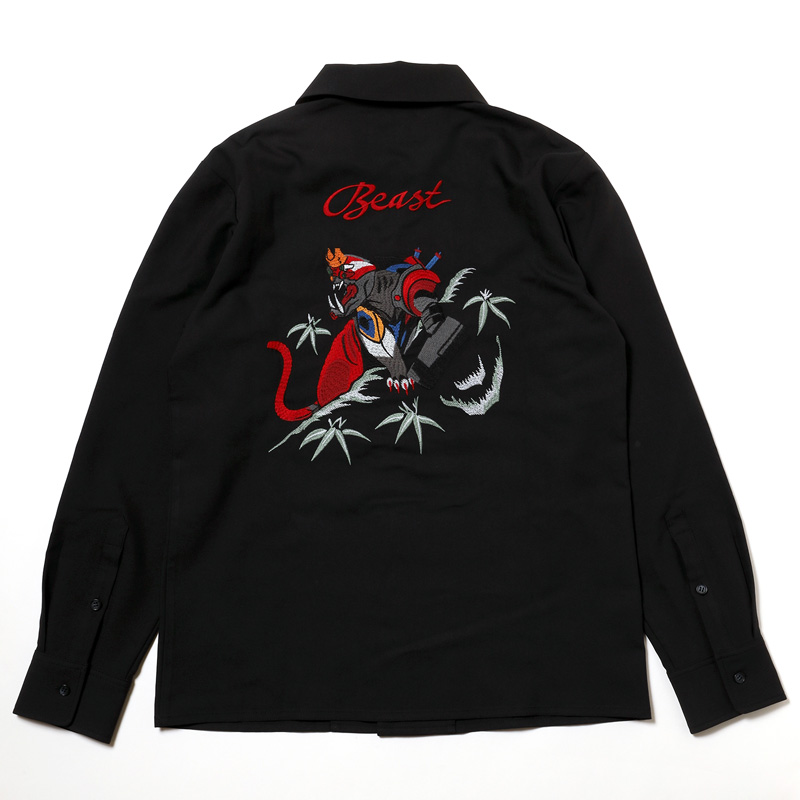RADIO EVA 708 THE BEAST EMBROIDERY SOUVENIR SHIRT/ブラック