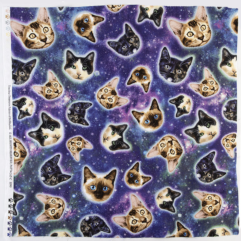 Fairy Cotton / 紫の星空に浮かぶネコの顔 トス