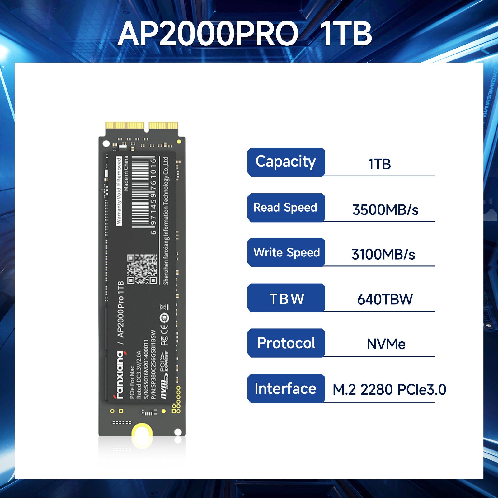 Fanxiang AP2000Pro PCIe3x4 NVMe M.2 SSD for Mac – FanXiang