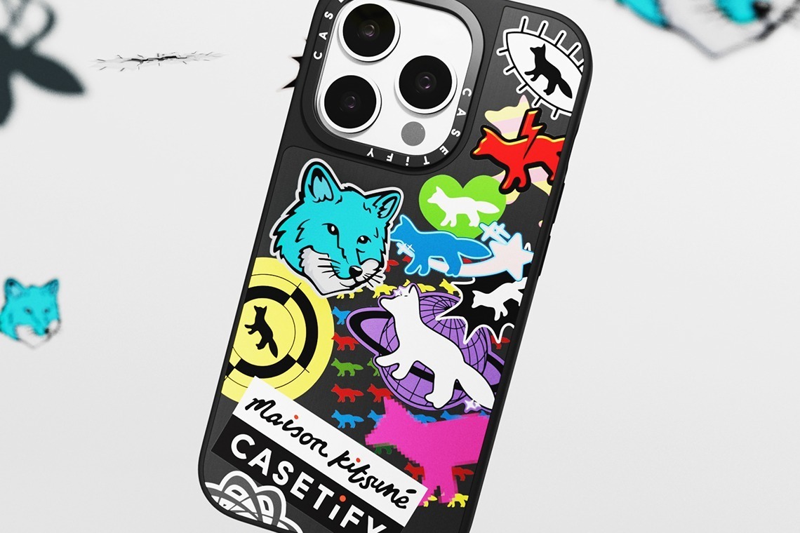 メゾン キツネ×ケースティファイ、ステッカー風“フォックス”を配した