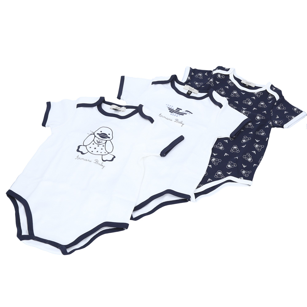 アルマーニ ベビー ARMANI BABY 半袖ロンパース 3Pセット 6YHV12
