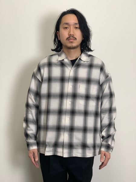 COOTIE / Ombre Check Open Collar Shirt