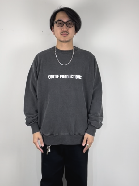 COOTIE / Pigment Dyed Sweat Crew -Black-