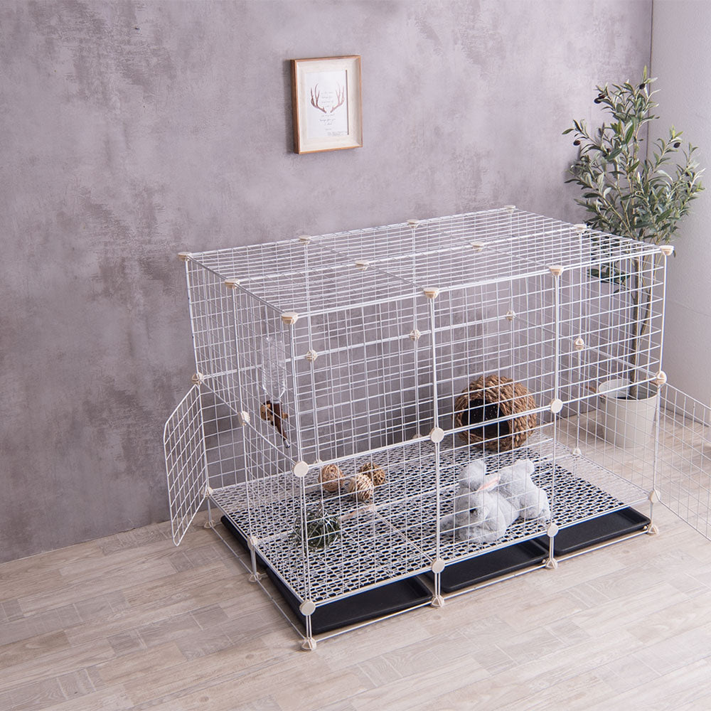 あす着]ペットゲージ 檻 トレー付 うさぎ ゲージ フェンス サークル 白