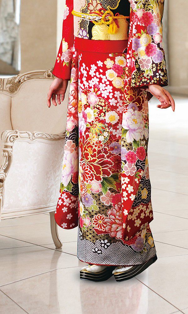 京友禅振袖・赤色・牡丹柄┃かわいい古典【菊京屋】