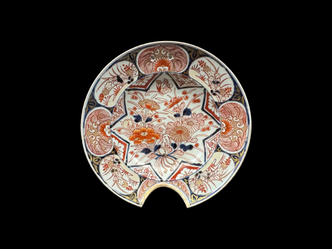 古伊万里 染付 盃洗 格子柄 杯洗 古美術 江戸期 古伊万里 染