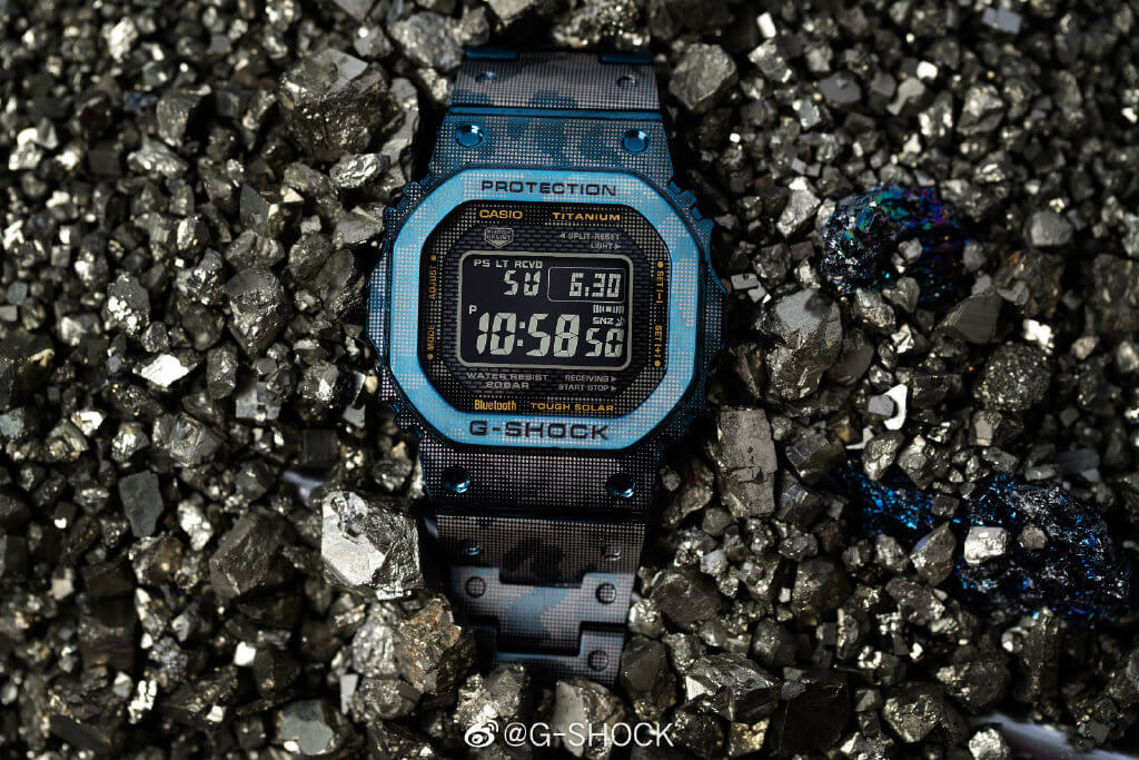 G-Shock GMW-B5000TCF-2: Titanium with Blue IP Camouflage - G