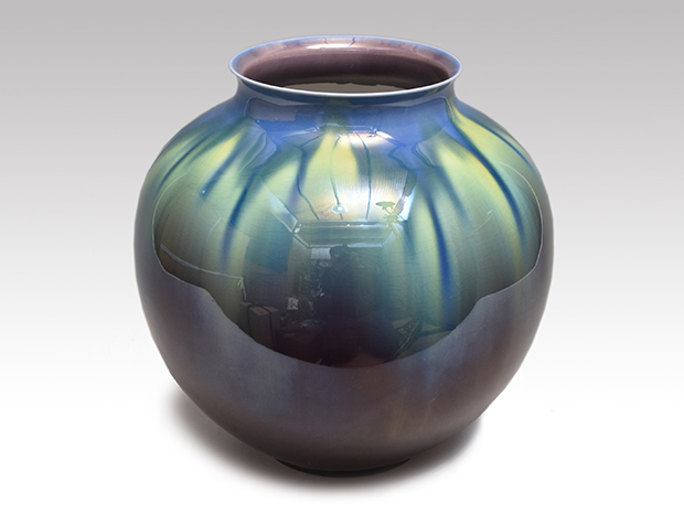 碧明釉 花瓶 三代 徳田八十吉（正彦時代作）共箱 人間国宝 | 古美術ささき