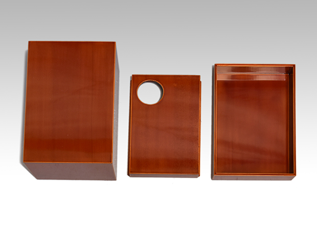 飛騨春慶塗 茶箱一揃い 象牙茶杓 仕覆（正倉院 双鳥華紋）未使用 | 古