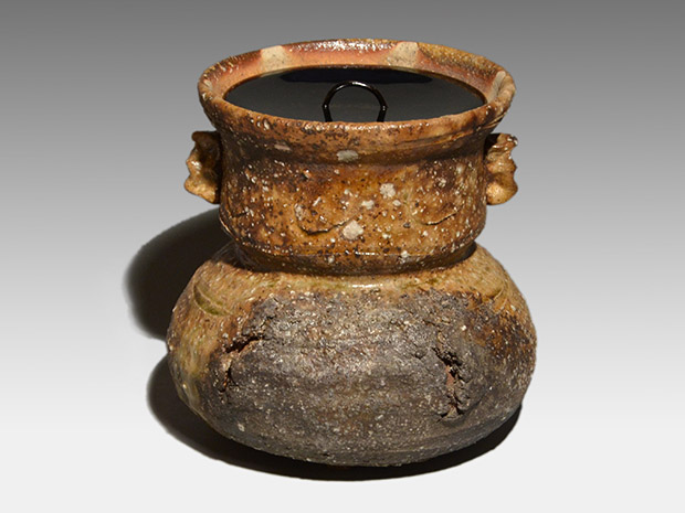 四代 高橋楽斎(作) 信楽 破れ袋水指 共蓋 塗蓋付 共箱 | 古美術ささき